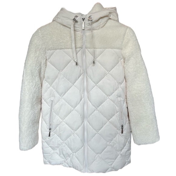 KOOLABURRA by UGG Quilted Mixed Media Sherpa Parka in Winter White Size M - Picture 2 of 8